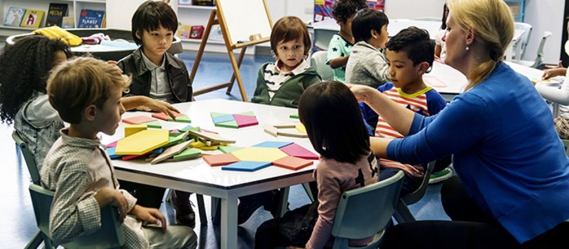 Group of diverse students at daycare