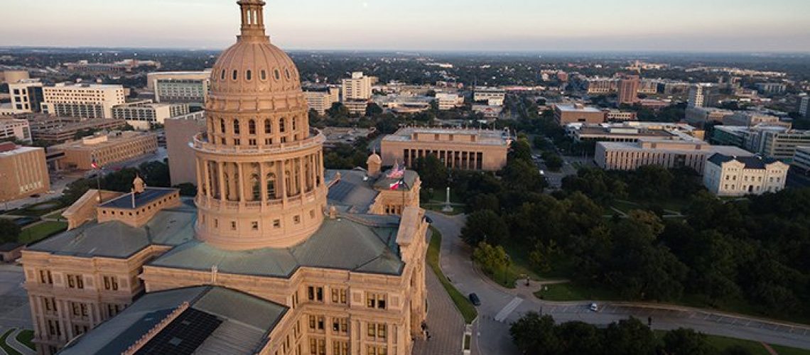 This is the building where the laws are made in Texas Austin Skyline in the background